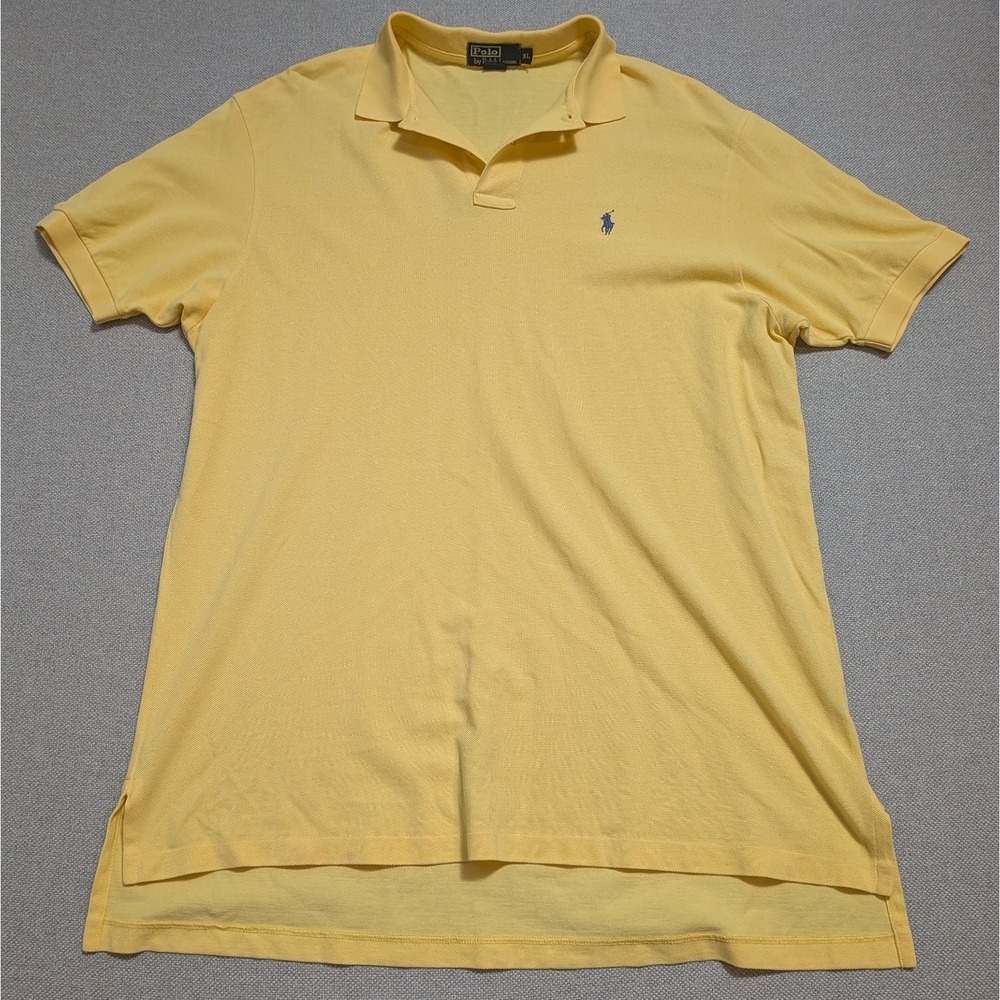 Polo Ralph Lauren Men's Polo Shirt Yellow XL Cotton Pique Knit Pony